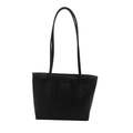 Bolso tote minimalista de cuero sintético negro con correas largas para el hombro - Negro