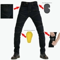 Jeans da moto con protezioni rimovibili per ginocchia e fianchi in denim nero - XL / Nero