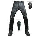Zwarte leren motorbroek met afneembare knie- en heupprotectoren voor motorrijders - XS / Zwart met beschermende pads