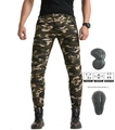 Pantaloni da moto camouflage slim fit con protezioni e inserti elasticizzati flessibili - S / Mimetico