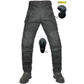 Schwarze Motorradhose mit CE-zertifizierten abnehmbaren Knie- und Hüftprotektoren - XXS / Mit Schutzausrüstung / Schwarz