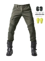 Pantaloni da moto verde militare con inserti elastici e protezioni rimovibili per uomo - XS / Verde Militare