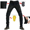 Detailoverzicht van motorjeans met flexibele kniepanelen en uitneembare protectoren - XS / Zwart
