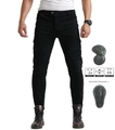 Beschermende motorjeans voor heren met knie-plooien en afneembare beschermende pads - XS / Zwart