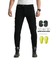 Pantaloni da moto neri slim fit con protezioni per ginocchia e pannelli elasticizzati - 2XL / Nero