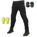 Jeans da moto neri da uomo con ginocchiere protettive e inserti per armatura laterale - S / Nero