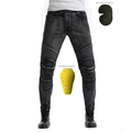 Jeans da moto retrò da uomo in argento lavato con protezioni rimovibili per ginocchia e fianchi - XS / Argento Lavato