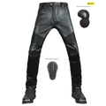 Wasserdichte Motorradlederhose mit CE-Protektoren und flexiblen Akkordeon-Stretcheinsätzen - XS / Schwarz Verbesserte Protektoren