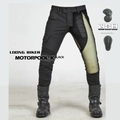 Vaqueros de moto negros para hombre con rodilleras protectoras y paneles elásticos - S / Negro