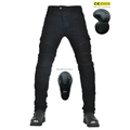 Slim fit μαύρο παντελόνι μοτοσικλέτας με προστατευτικά CE και στυλ cargo - S / Μαύρο