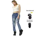 Jeans da moto donna blu con protezioni rimovibili certificate CE su ginocchia - XS / Blu Lavato