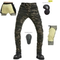 Herren Camouflage Motorradjeans mit abnehmbaren CE-geprüften Protektoren-Einsätzen - XXS / Camouflage