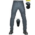 Dark grey cargo motorcycle jeans with CE certified armor and accordion stretch panels - Gray