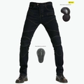 Detail der Motorrad-Jeans mit CE-zertifizierten abnehmbaren Knie- und Hüftprotektoren - XS / Schwarz (JES-3 Stil)