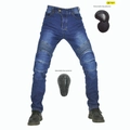 Jeans da moto blu con pannelli elasticizzati a fisarmonica e protezioni certificate CE - XXS / Blu