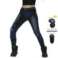 Slim fit motorjeans voor dames met CE-gecertificeerde protectoren en stretchpanelen - XXS / Verbeterd Blauw (114-5)