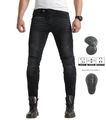 Jeans da moto uomo slim fit con pannelli elasticizzati e protezioni per ginocchia - XXS / Nero