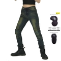 Detail of motorcycle jeans with stretch accordion panels and CE-certified knee pads - XXS / Grey Blue