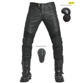Vaqueros de moto negros con protectores CE y revestimiento cortavientos para moto - XS / Negro Recubierto