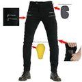 Dettagli delle protezioni rimovibili CE su fianchi e ginocchia per pantaloni moto neri - XS / Nero