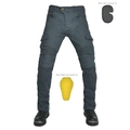 Pantaloni cargo da moto grigio scuro con protezioni rimovibili per ginocchia e fianchi - XS / Grigio