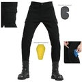 Detail of motorcycle cargo pants with detachable CE knee and hip protective pads - S / Black