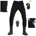 Pantaloni cargo da moto neri da uomo con protezioni certificate CE per ginocchia e fianchi - S / Nero Protezioni Potenziate