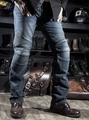 Vaqueros de moto para hombre en azul con protecciones y paneles elásticos en rodilla - XXS / Azul (Sin equipo de protección)