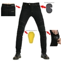 Dettaglio dei jeans da moto con protezioni rimovibili e pannelli elastici flessibili - XS / Nero