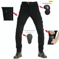 Men's black motorcycle riding jeans with CE certified removable hip and knee pads - XS / Black
