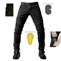 Dettaglio dei jeans da moto con protezioni e pannelli a fisarmonica per la mobilità - XXS / Nero