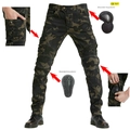 Pantaloni da moto mimetici da uomo con protezioni certificate CE per ginocchia e fianchi - XS / Mimetico Blu