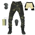 Pantalón de moto camuflaje verde con paneles elásticos y almohadillas protectoras - XS / Camouflage