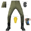 Army green motorcycle tactical pants with detachable hip and knee protective pads - S / Green