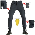 Men's dark gray motorcycle cargo pants with detachable knee and hip armor pads - XS / Gray