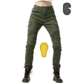 Damen Motorrad Cargohose in Armeegrün mit Schutzausrüstung und ergonomischem Design - XXS / Grün