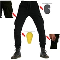 Detail of cargo pants with removable hip and knee protectors for motorcycle riding - XS / Black