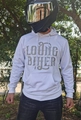 Dettaglio della felpa bianca da moto con stampa Loving Biker e tasca a marsupio - S / Bianco