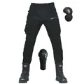 Detail of motorcycle cargo pants with detachable knee and hip protectors in black - EU 26 / Black