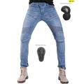 Jeans da moto blu slim fit con protezioni CE e inserti elasticizzati a soffietto - XS / Blu Chiaro (JES-3)
