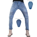 Jeans da moto slim fit azzurri con inserti a fisarmonica e protezioni rimovibili - XS / Blu