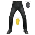 Loose motorcycle racing jeans in black with detachable hip and knee protective pads - XS / Black and Gray