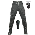 Detailed view of motorcycle riding pants with detachable knee and hip armor pads - EU 26 / Gray
