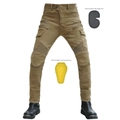 Pantaloni cargo moto kaki con tasche e protezioni rimovibili CE per ginocchia e fianchi - XXS / Cachi (Con protezioni standard)