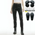 Damen Motorradhose mit abnehmbaren Protektoren und dehnbarem Shirring-Design - XXS / Gefüttertes Schwarz (JES-27)