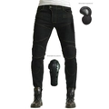 Vaqueros de moto negros de corte ajustado con protectores de rodilla y cadera - XS / Negro