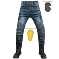 Pantaloni cargo da moto per uomo in denim blu scuro con protezioni per ginocchia e fianchi - XXS / Blu (Con protezioni standard)