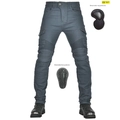 Men's dark gray motorcycle riding jeans with detachable CE certified knee and hip protectors - Gray