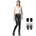 Motorjeans voor dames met beschermende pads en stretchpanelen in slim fit donkergrijs - EU 25 / JES-4-L (Standaard Beschermende Uitrusting) / Vintage Zwart