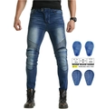 Jeans da moto blu slim fit con inserti elasticizzati e protezioni a nido d'ape estraibili - XS / Blu (JES-17-1)